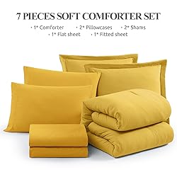 WRENSONGE Mustard Yellow King Comforter Set, 7