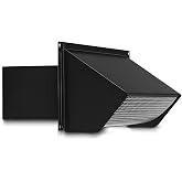 Microwave Vent Range Hood Wall Cap, 3-1/4" x 10" Rectangular Exhaust Vent Cover with Damper &amp; Screen, Replacement for Broan &amp; Most Over-the-Range Microwaves, Kitchen &amp; Bathroom Ventilation, Black