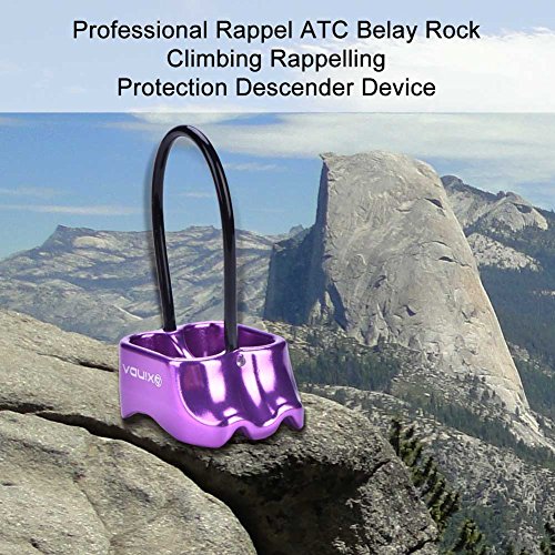 Professional Rock Climbing Rappel ATC Belay, Rappelling Protection Descender Device, Fall Arrest Protection Movable Self-locking Rope Grip for Outdoor Climbing and Rescue, Strong Safe Durable(Purple) - Thumbnail 3