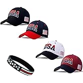 RNFENQS 4 Pack American Flag Hat Embroidered USA Baseball Cap for Men Women
