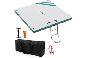 TrailBlaze Heavy-Duty Inflatable Floating Dock Platform – Non-Slip Swim & Water Raft Mat with Rope Ladder – Island for Lake, 