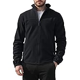 QOSOQ Mens Polar Fleece Jacket Full Zip Lightweight Casual Outdoor Jackets Stand Collar Warm Coats with Pockets