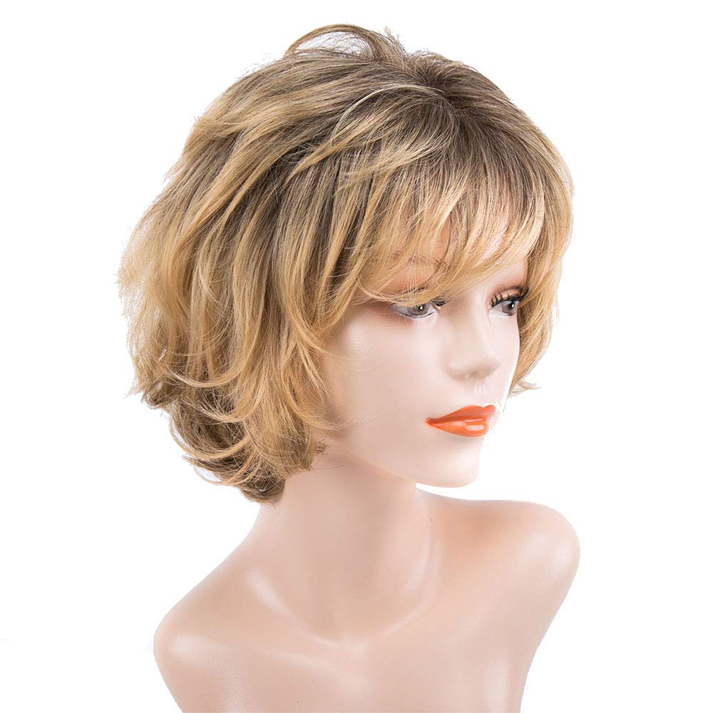 Charming Synthetic Wig for Women, Short Hair Gold Hair Heat Resistant Replacement Wig Heat Resistant Costume Cosplay Party Wigs