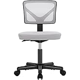 Sweetcrispy Office Desk Chair, Ergonomic Low-Back Mesh Rolling Work Swivel Chairs with Wheels, Armless Comfortable Seat Lumbar Support for Home, Bedroom, Study, Student, Adults,Classic Grey