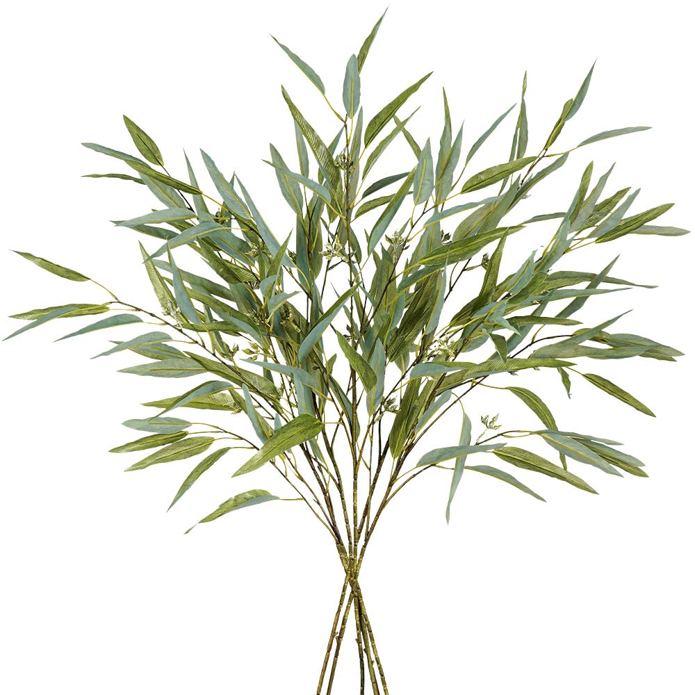 Photo 1 of Melorca&Guilla Artificial Plants,6PCS 39" Green Eucalyptus Faux Branches for Vase,Faux Greenery Stems Artificial Plants for Shop Garden Office Home Décor (6, Green Eucalyptus)