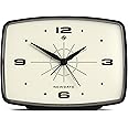NEWGATE Brooklyn Retro Alarm Clock - Rectangular Matt Black Silent Sweep Clock - Bedside Accessory - 10.6 x 14 x 5.4cm / 4.1 x 5.5 x 2.1in
