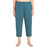 Weintee Women's Plus Size Knit Capri Pants with Pockets