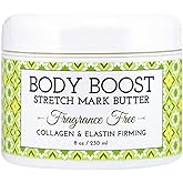 Body Boost Fragrance Free Stretch Mark Butter, 8 oz-Repair Stretch Marks and Scars- Clinically Proven Ingredients- Pregnancy and Nursing Safe
