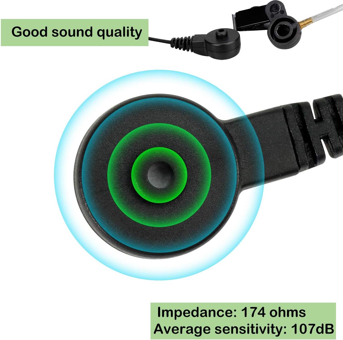 Retevis EEK009 Walkie Talkie Earpiece with PTT MIC, Radio Surveillance Headset - Image 5