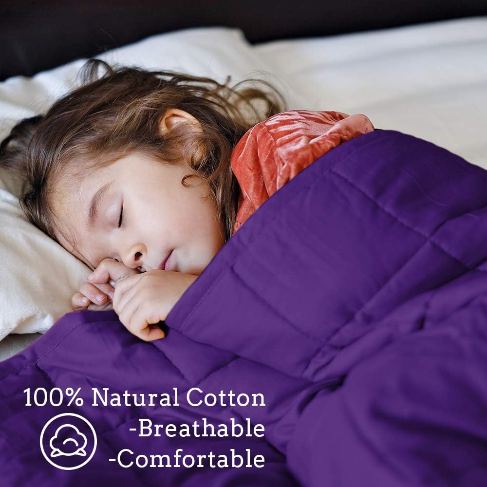 ZonLi Small Weighted Blanket 5 lbs(36''x48'', Pink/Purple), Cooling Weighted Blanket for Kids, 100% Cotton Material with Glass Beads: Home & Kitchen