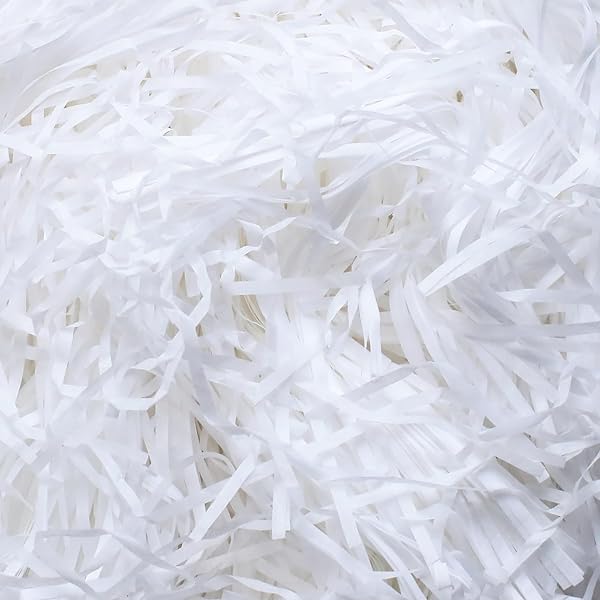 White Shredded Tissue Paper for Gift Boxes & Hampers, 100g Soft Hamper Filling and Packaging Filler, Shreds Stuffing Paper Suitable Party Baby Shower Graduation Housewarming ect