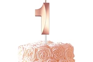 SACGUGUBER Rose Gold Number 1 Candles, 3D Diamond 2.76 Inch Cake Topper Birthday Candles for Wedding Anniversary Cake Decorations, Happy Birthday Party Decorations