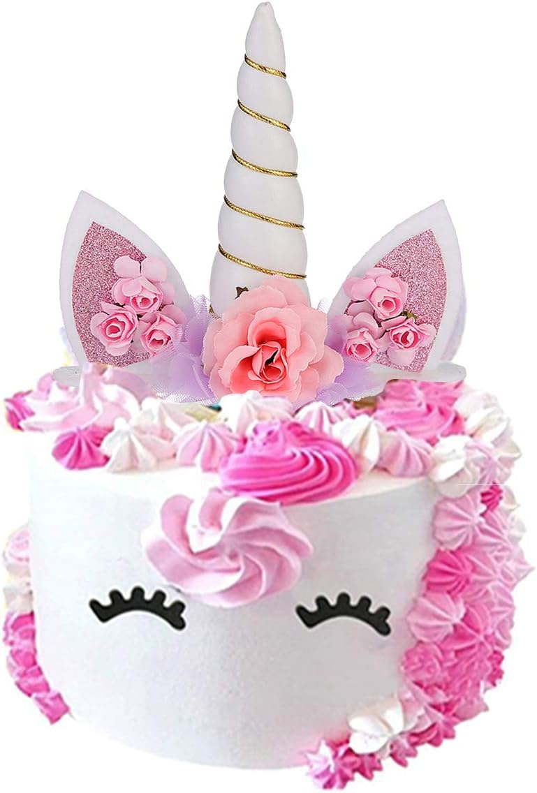 Accessoires De Decoration De Gateau Aiuin Decorations Gateau Cake Topper Rose Clair Anniversaire Licorne Mignon Gateau Licorne Accessoire Gateau Diy Oreilles Et Cils Pour Fete Anniversaire Enfant Licorne Gateau Loisirs Creatifs