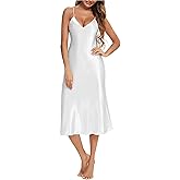 Litherday Silk Nightgown for Women Long Satin Slip Dress Nightdress Silky Chemise Nightie Soft V Neck Nightwear