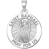 PicturesOnGold.com Saint Raphael Religious Medal Only or Medal With Engraving in Sterling Silver, 10K, or 14K Gold