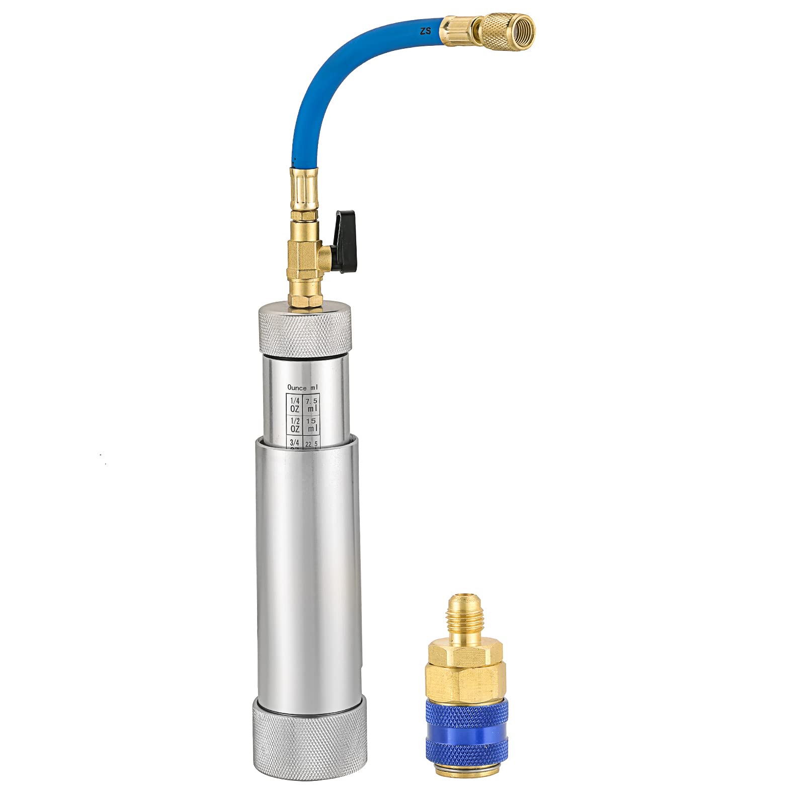 Photo 1 of ATPEAM A/C Oil and Dye Injector with Snap Quick Coupler 2 OZ Hand Turn Screw-in Air Conditioning Coolant Filling Tube Injection Tool with 1/4'' SAE Connector for R410A R134A R22 R12 Refrigerant System