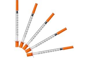 GODCREAT Disposable Insulin Syringe, 1mL/cc U-100 Insulin Syringes with 30G 1/4" 6mm Needle, Individually Wrapped, Pack of 25