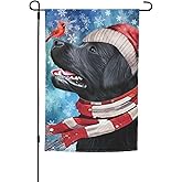 Santa black lab Labrador Merry Christmas Bird Retriever Garden Flag 12x18 Inch Double Sided Vertical Decoration Yard Small Flag For Outside Holiday Seasonal Outdoor