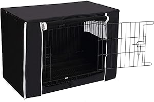Geyecete Dog Crate Cover - Universal Fit for 24-48Inch Wire Dog Crate, Lightweight Polyester Fabric, Breathable Double Door C