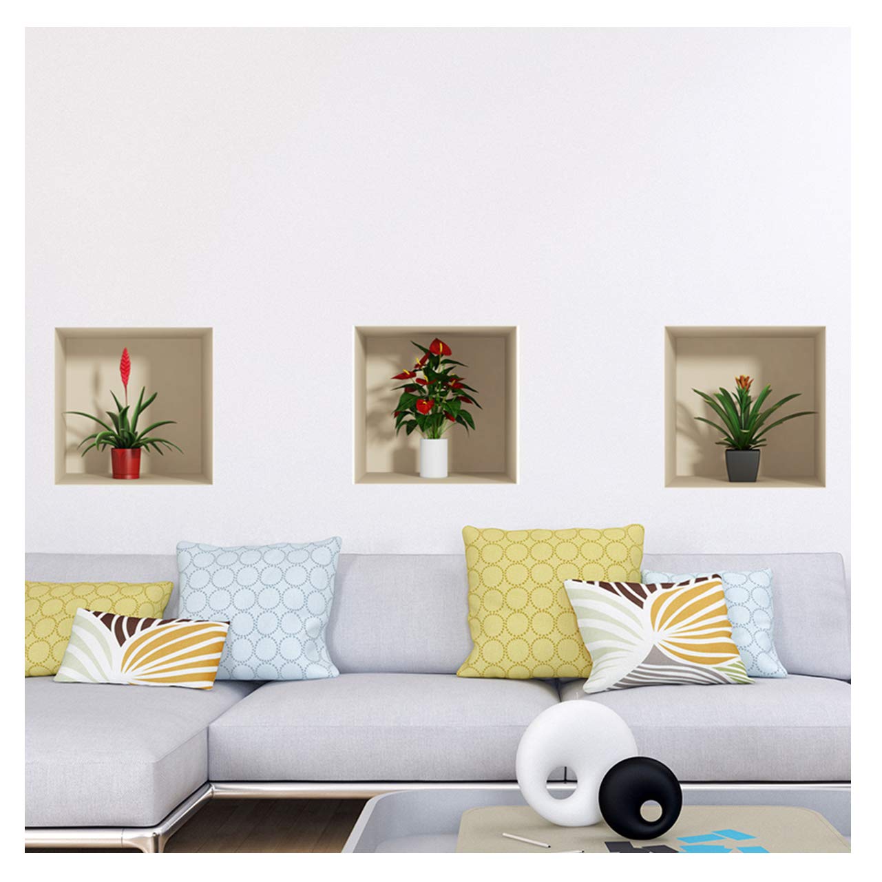 Sticker 3D Effect |Wall Decal Plants– Wall Paper Decoration Optical Illusion Room and Living Room - 30 x 90 cm