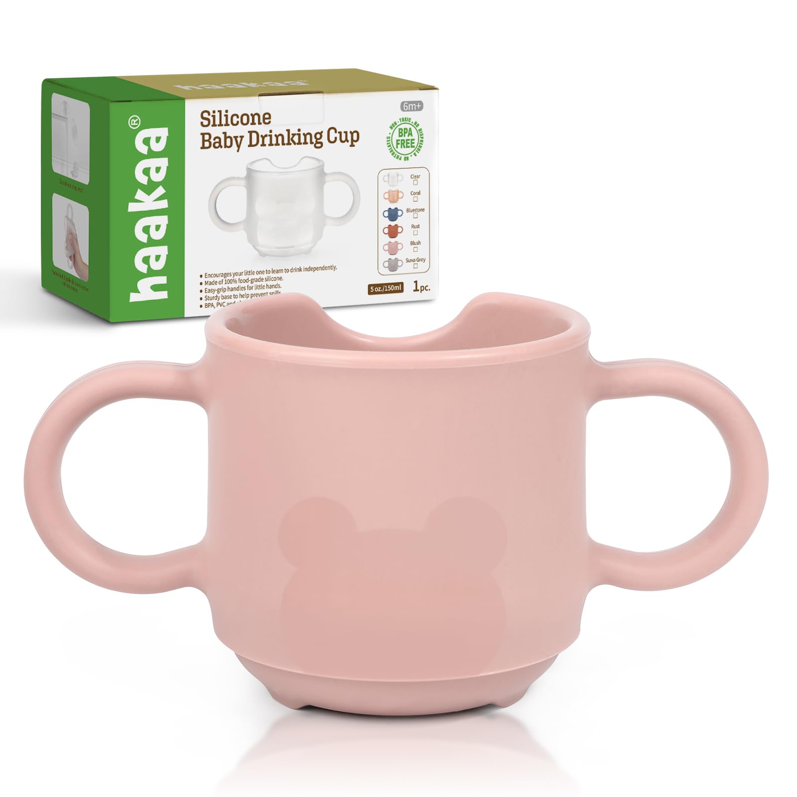 Photo 1 of haakaa Silicone Toddler Cups, BPA Free Drop-Proof Training Cups for Baby 6 Months+, 5 Ounce (Blush)