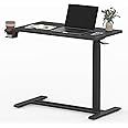 FLEXISPOT Mobile Standing Desk with Wheels Pneumatic Laptop Desk Rolling Computer Cart Movable Height Adjustable Small Sit Stand Desk Computer Workstations Home Use（31.5" W x 17.7" D, Black