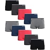 Reebok Womens Boyshorts Underwear - 10 Pack Stretch Performance Seamless Underwear for Women, 4” Inseam Tagless Waistband