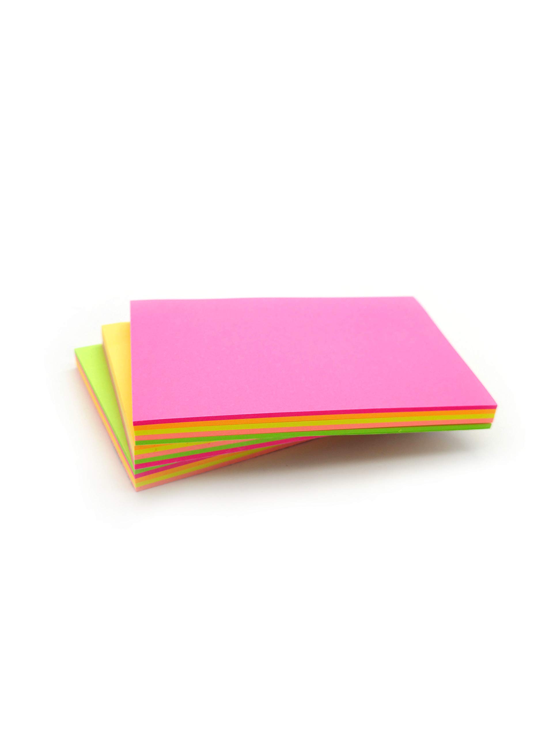 Evergreen Goods 3 Pads Sticky Notes Set: 5 Colours in 1 Notepad- Bright Multicoloured Self-Stick Note Pads, 3" x 5" (76mm x 126mm) - 100 Sheets per Pad - Vibrant Colours Memo Pads for Home & Office