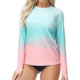 VAYAGER Womens Rash Guard UPF 50+ Swim Shirts Long Sleeve Quick Dry Water Beach Surfing Swimming Tops with Thumb Hole