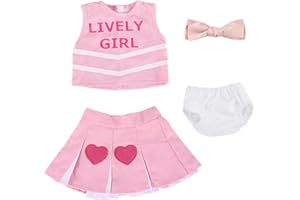 BABESIDE 4 Pcs Reborn Baby Doll Clothes Set for 17-22 Inch Dolls Girl, Heart Pattern Babydoll Skirt with Bow Hair Clip and Diaper fit Realistic Baby Doll Accessories , Pink