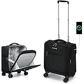 Hanke Underseat Carry On Luggage with Wheels, Lightweight Small Suitcase Airline Approved 16 Inch Softside Personal Item Travel Bag for Women Men, Compact Under Seat Luggage with Spinner Wheels,Black