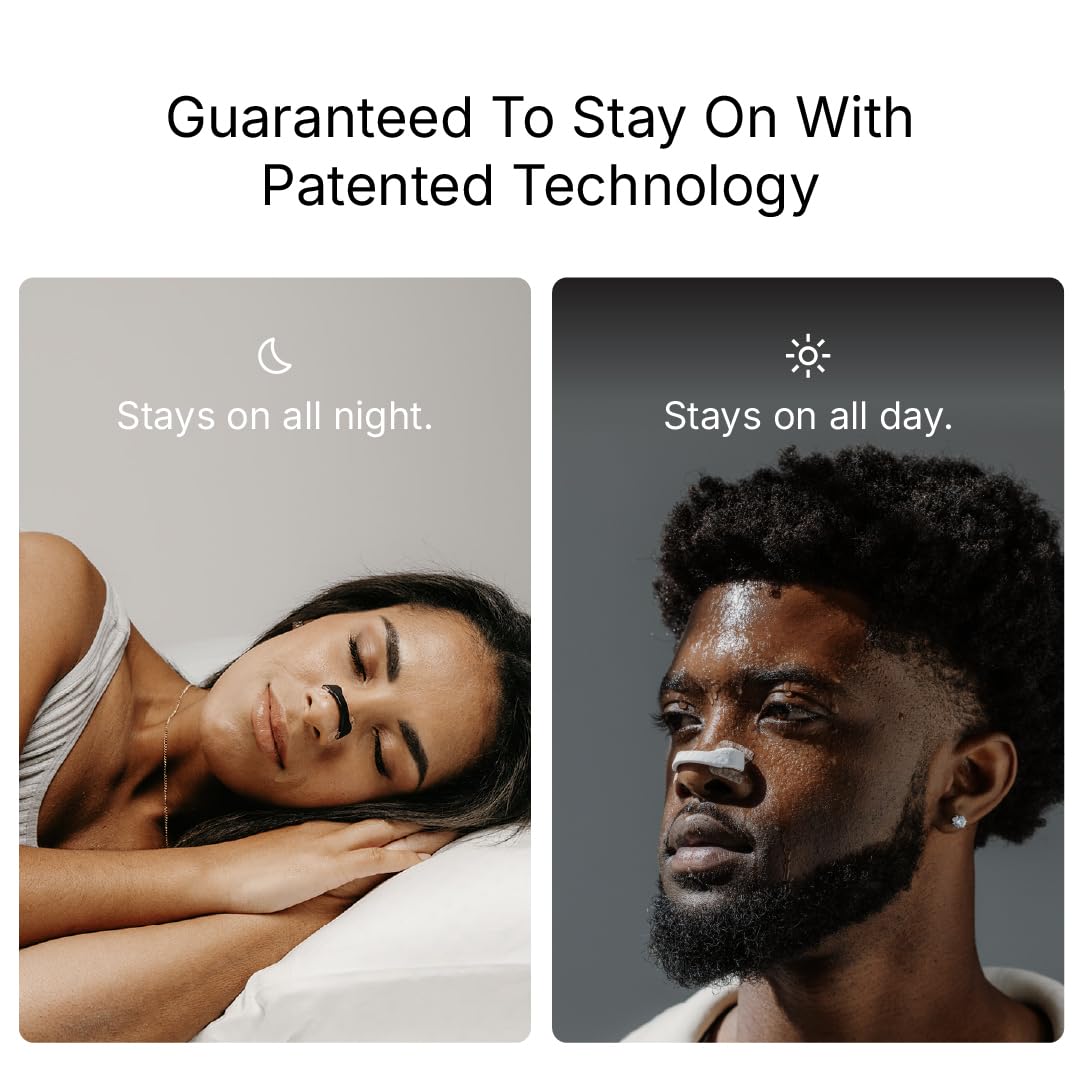 Intake Breathing Nasal Strip Starter Kit (15 Count, Black) - Boost Oxygen Intake, Reduce Snoring, Improve Sleep Quality - Sweat Resistant, Skin Safe Nasal Strips - Extra Strength Snoring Solution