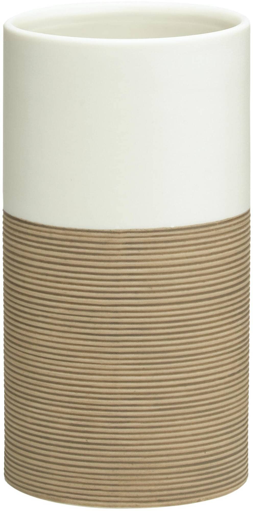 Sealskin Doppio Tumbler Holder, Porcelain, Sand, 6.9 x 12.6 x 6.9 cm