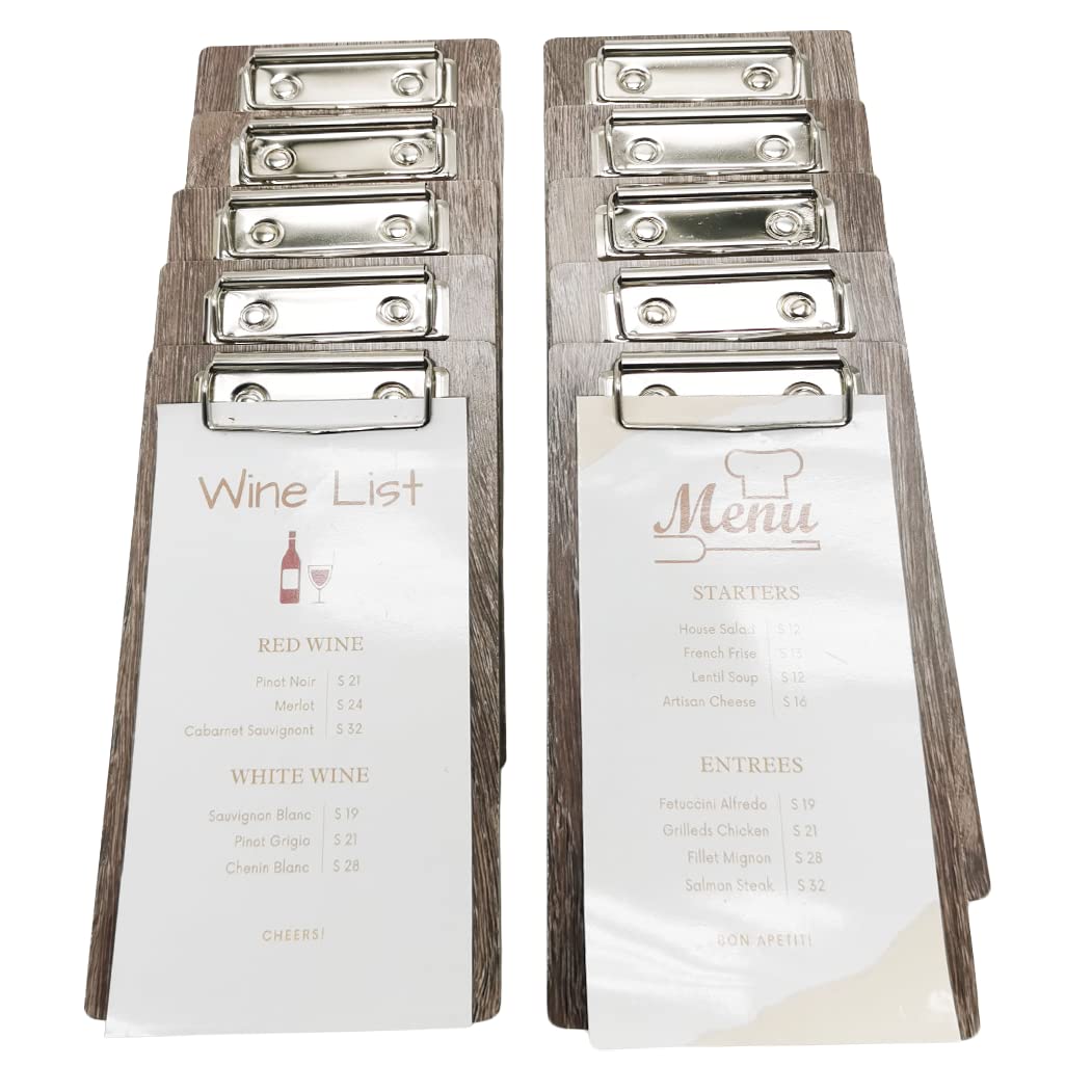 Photo 1 of Olbia 10-Pack Wood Check Presenters for Restaurants, Server Book, Menu Holder for Cafes, Wooden Clip Board, Cute Waitress Book Organizer, Server Note Pads, Guest Check Book 8" x 4" (Gray Wood)