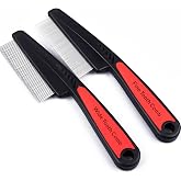 2 Pieces Stainless Steel Fine &amp; Wide Tooth Comb, High Strength Teeth Hair Combs, Professional Dandruff Combs Grooming Tool (two different style)