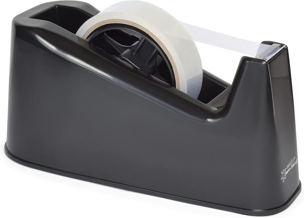 Rapesco 1695 Heavy Duty Tape Dispenser 500 with 1 Clear Tape Roll Black