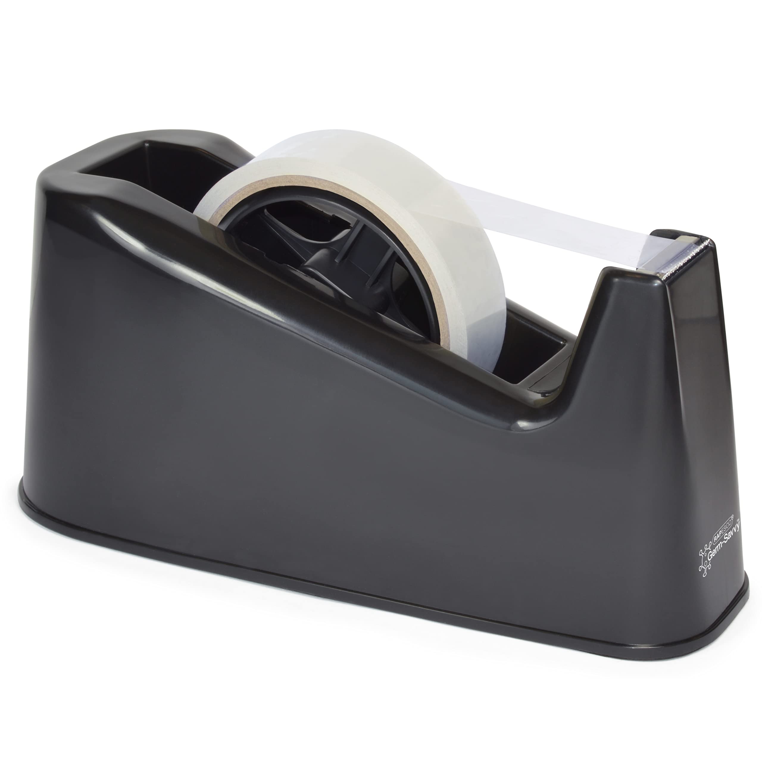 Rapesco 1695 500 Heavy Duty Tape Dispenser with 1 Clear Tape Roll, Black