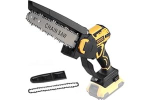 IEBUDA Mini Chainsaw for Dewalt 20V MAX Battery, 8-Inch Brushless Cordless Pruning Chainsaw, 24.6FT/S Fast Powerful Cutting, 4000RPM Electric for Wood Cutting(Battery Not Included) (Yellow)