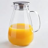 68 oz/ 2 L Glass Pitcher with Handle and Lid, Heat Resistant Glass Water Jug with lid for Hot/Clod Drinks(Classic)