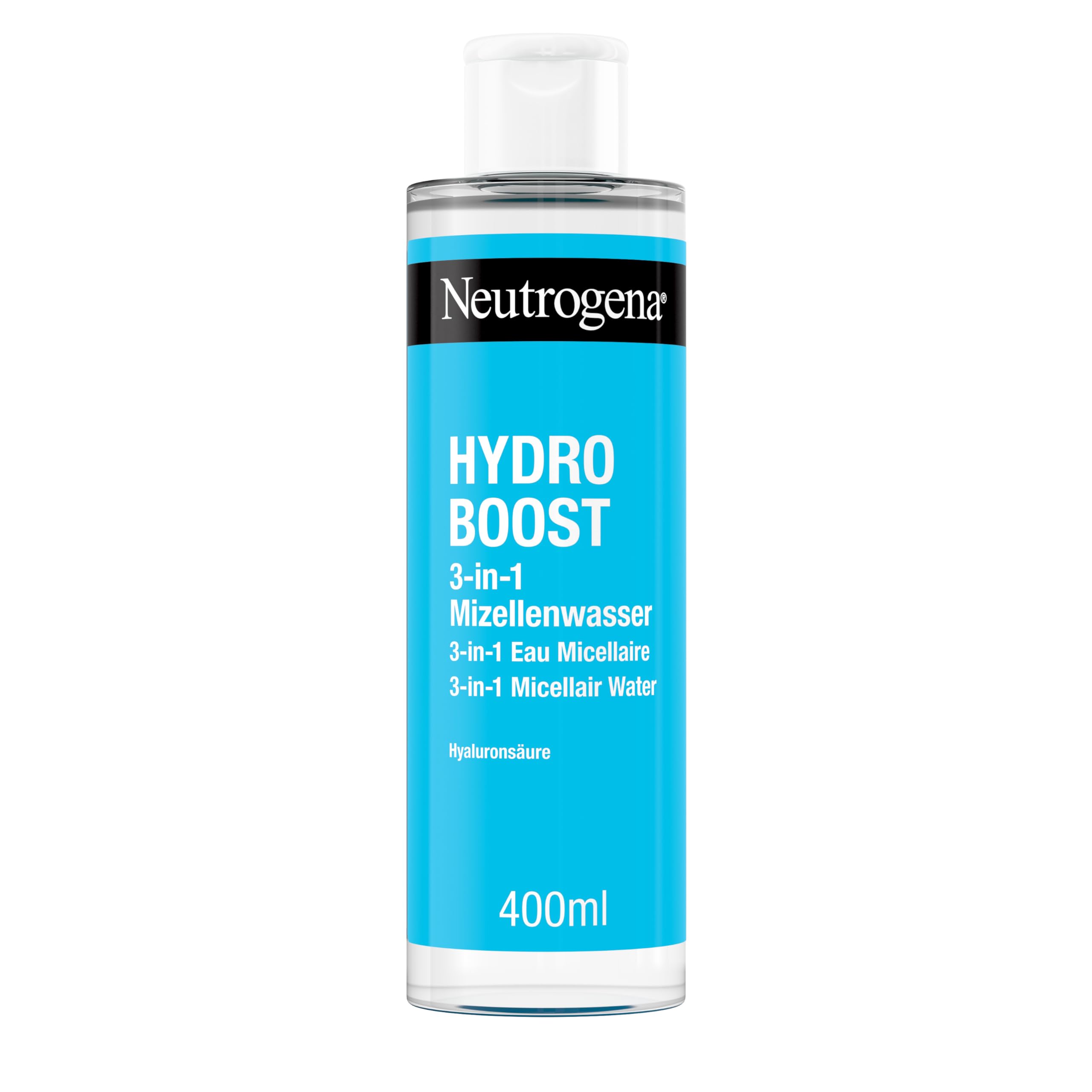 Neutrogena Hydro Boost 3-in-1 Micellar Water (400 ml), Moisturising Face Cleanser with Hyaluronic Acid, Gentle Makeup Remover Without Rubbing, Suitable for Sensitive Skin