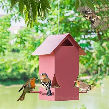 Luludp Feeders Pink Metal Bird Feeder Feederfeeders Outdoor Wild