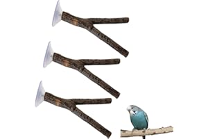 Crovakeu 3-Lot Suction Cup Window Bird Perch Stands - Parrot Shower Perches for Small to Medium Parrots
