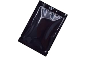 QQ Studio 100 PCS Metallic Mylar Foil Open Top Sealable Bags (9x13cm(3.5x5.1"), 100x Black)