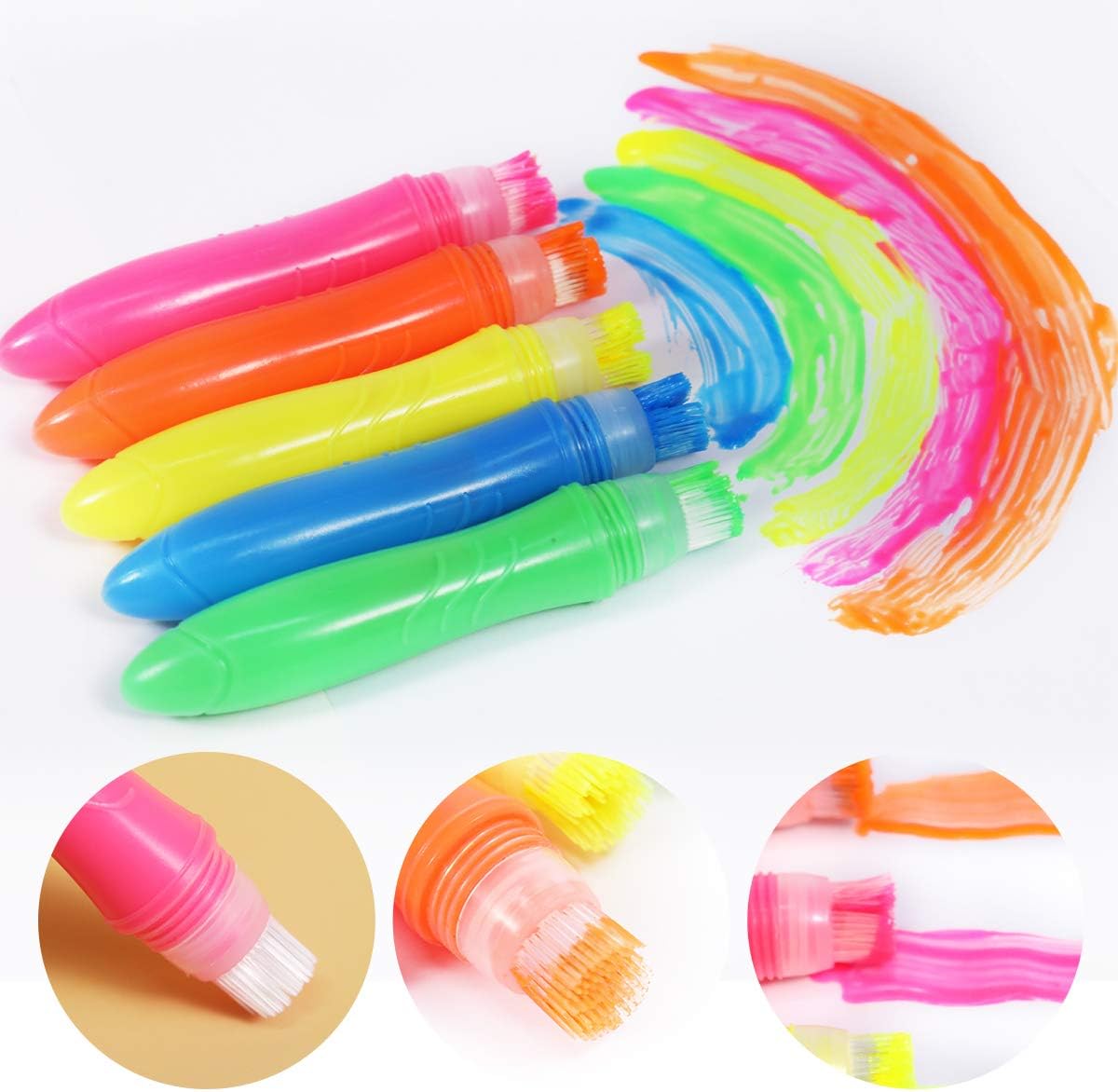 imoli Washable Tempera Paint Brushes, 5 Colors Squeezable