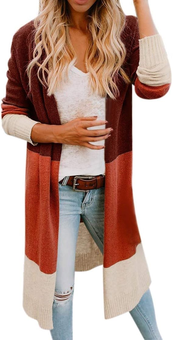 Scrolor Women's Cardigan Open Front Long Sleeve Autumn Winter Chunky