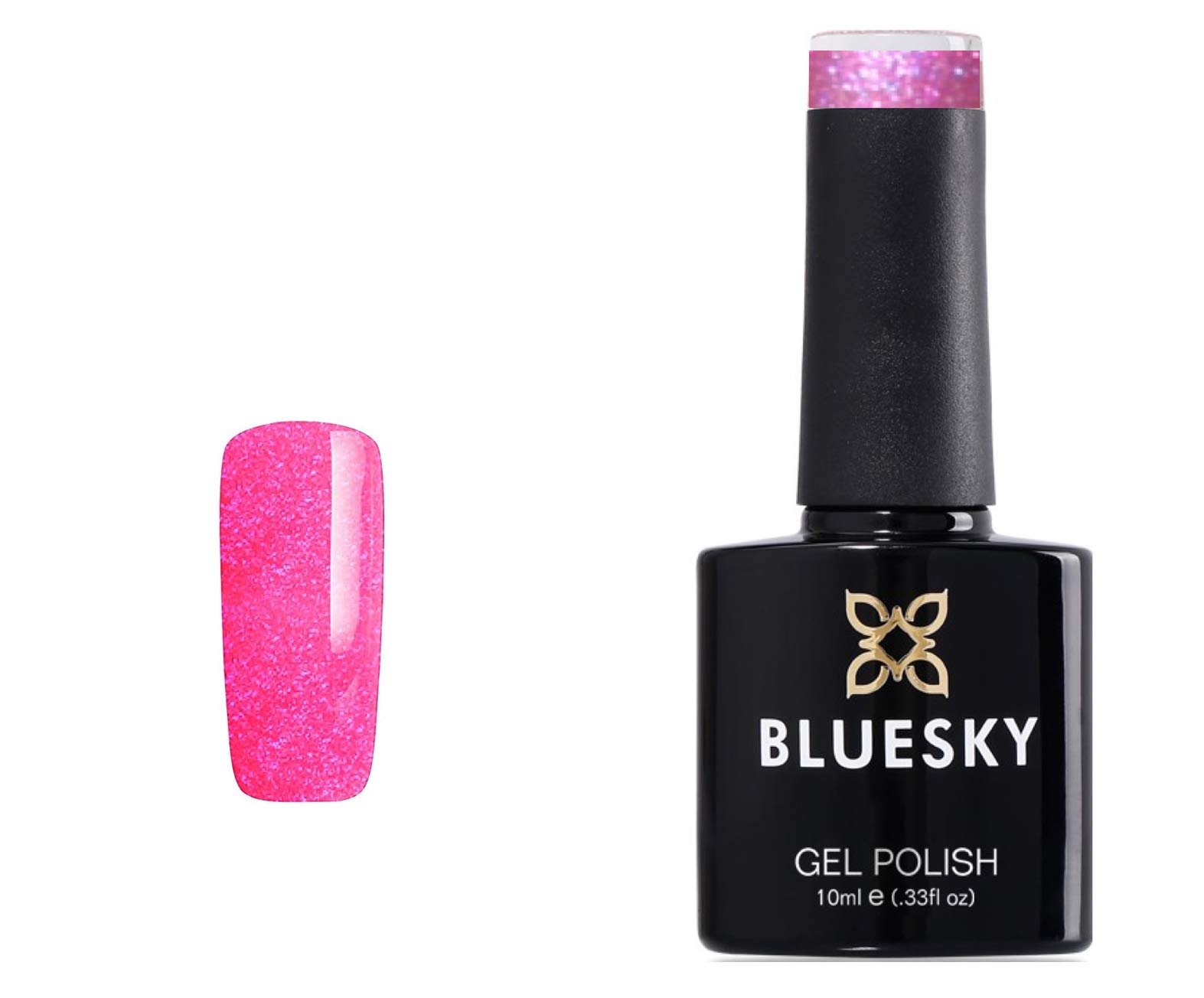 Bluesky Gel Nail Polish, Pink Shimmer Sj26, Glitter, Long Lasting, Chip Resistant, 10 ml (Requires Drying Under UV LED Lamp)