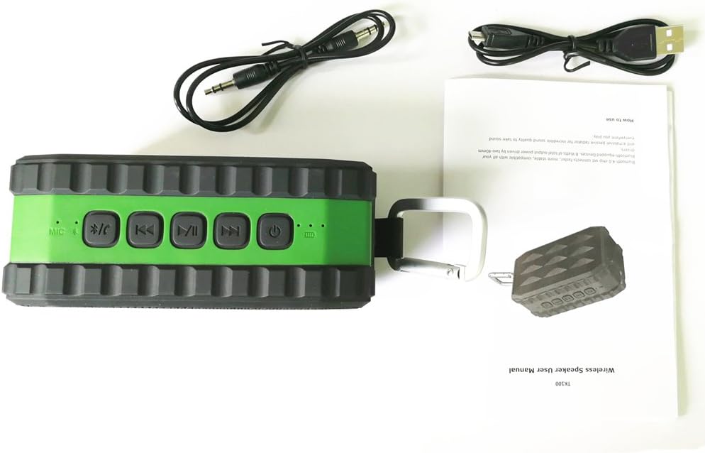 Outdoor Bluetooth Waterproof Speakers Wireless Bluetooth V4.0 Speaker , 6-12 Hours Playtime, IPX6 Outdoor/Shower Use, Built-in Mic, SD/TF card Play with Superior Sound (Green)