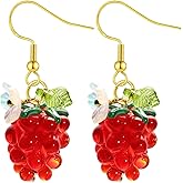 Lemon Fruit Earrings, 925 Sterling Silver Earrings for Women, Simulation Creative Handmade Cute Strawberry Raspberry Dangle Drop Jewelry