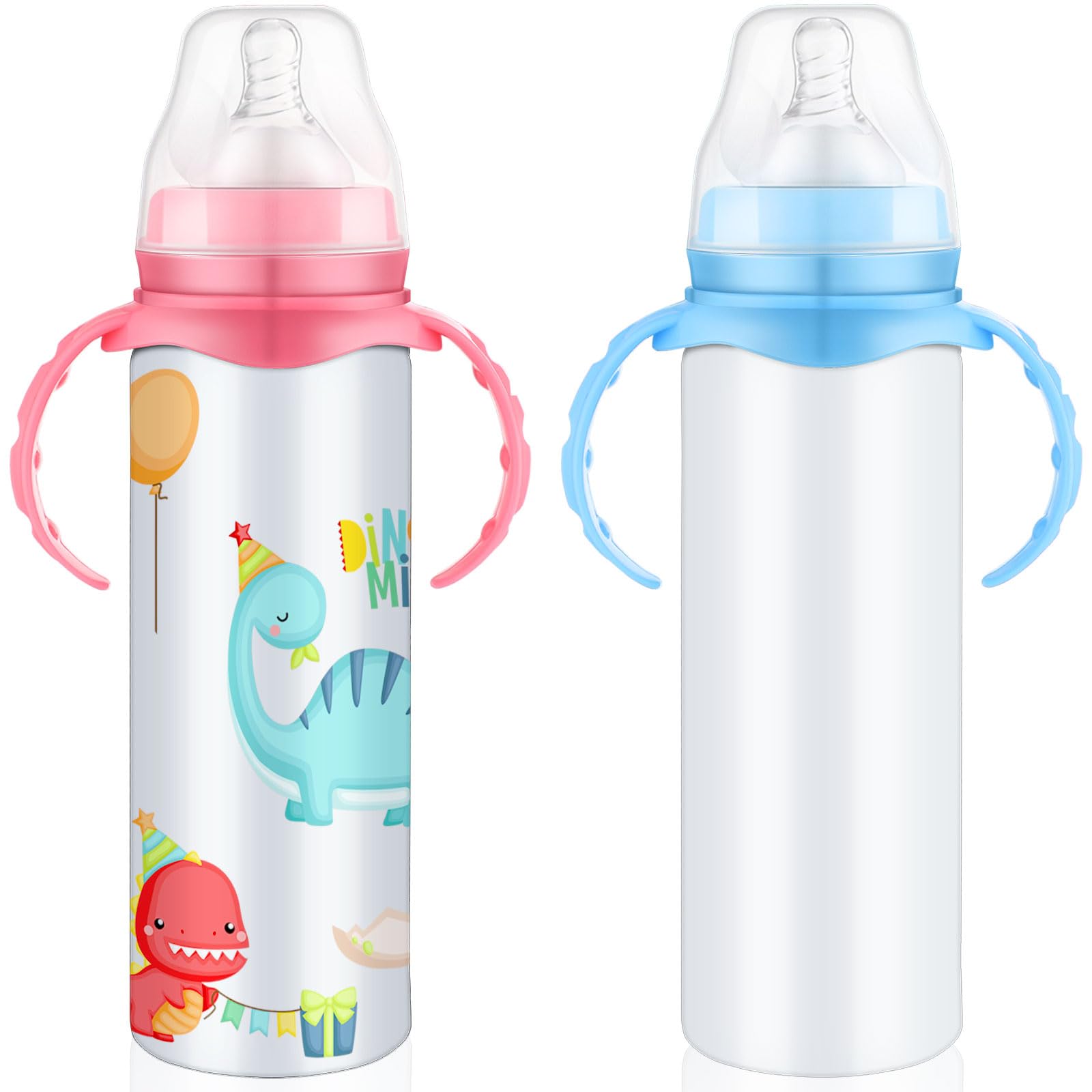 Photo 1 of 2 Pcs Trelaco Sublimation Blank Sippy Cups with Handle 8oz, Non-Toxic Stainless Steel Double-Wall Vacuum Insulated Cups, Spill Proof & Dishwasher Safe for Toddlers