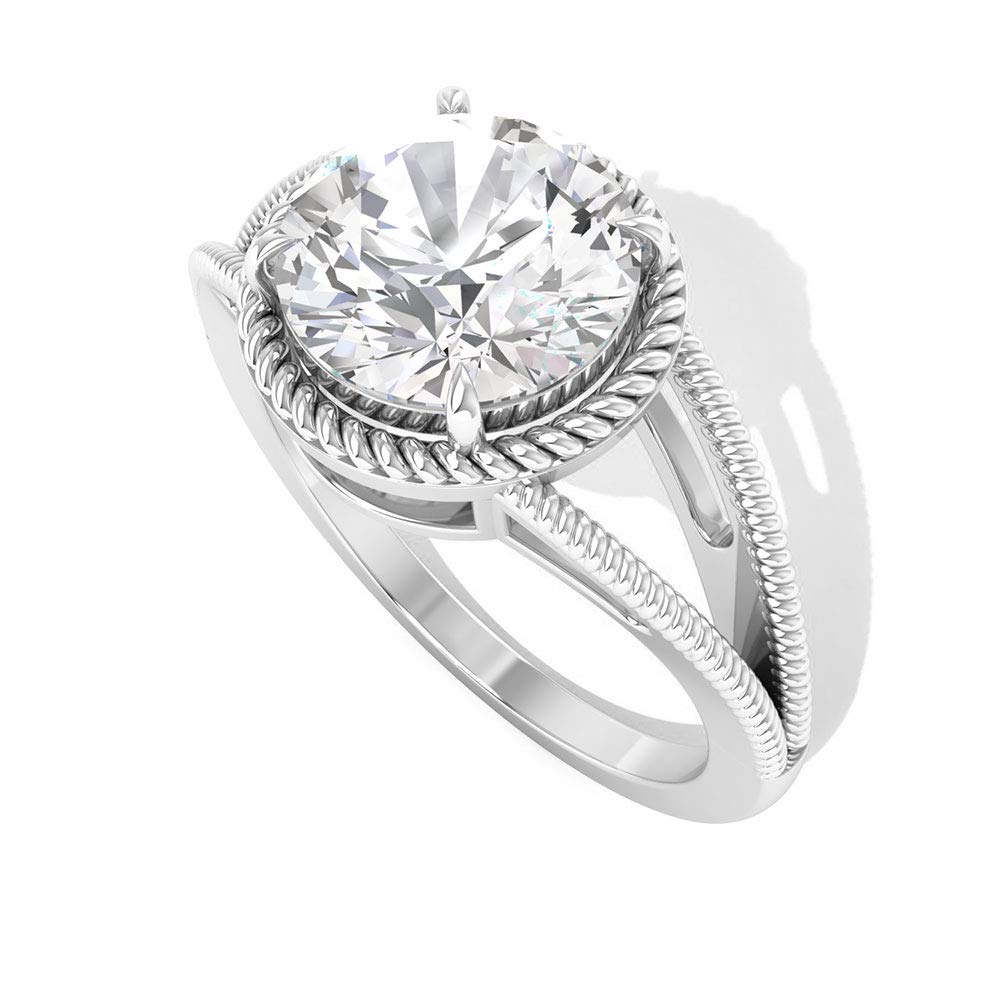2Ct Twisted Moissanite IDCL Certified Ring, Swirl Split Shank Bridal Engagement Ring, DEF-VS1 Color 